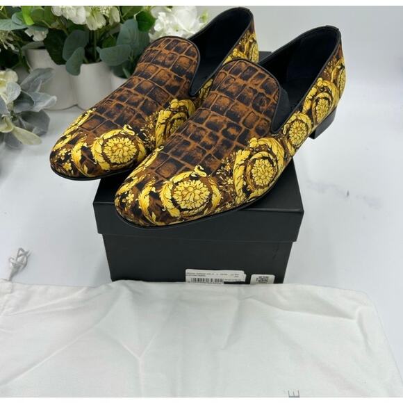 Men\'s Versace BAROCCO print silk loafers\'s size 45 made in Italy main image 4